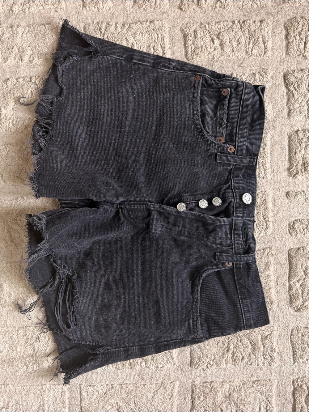 Black Distressed Denim Shorts